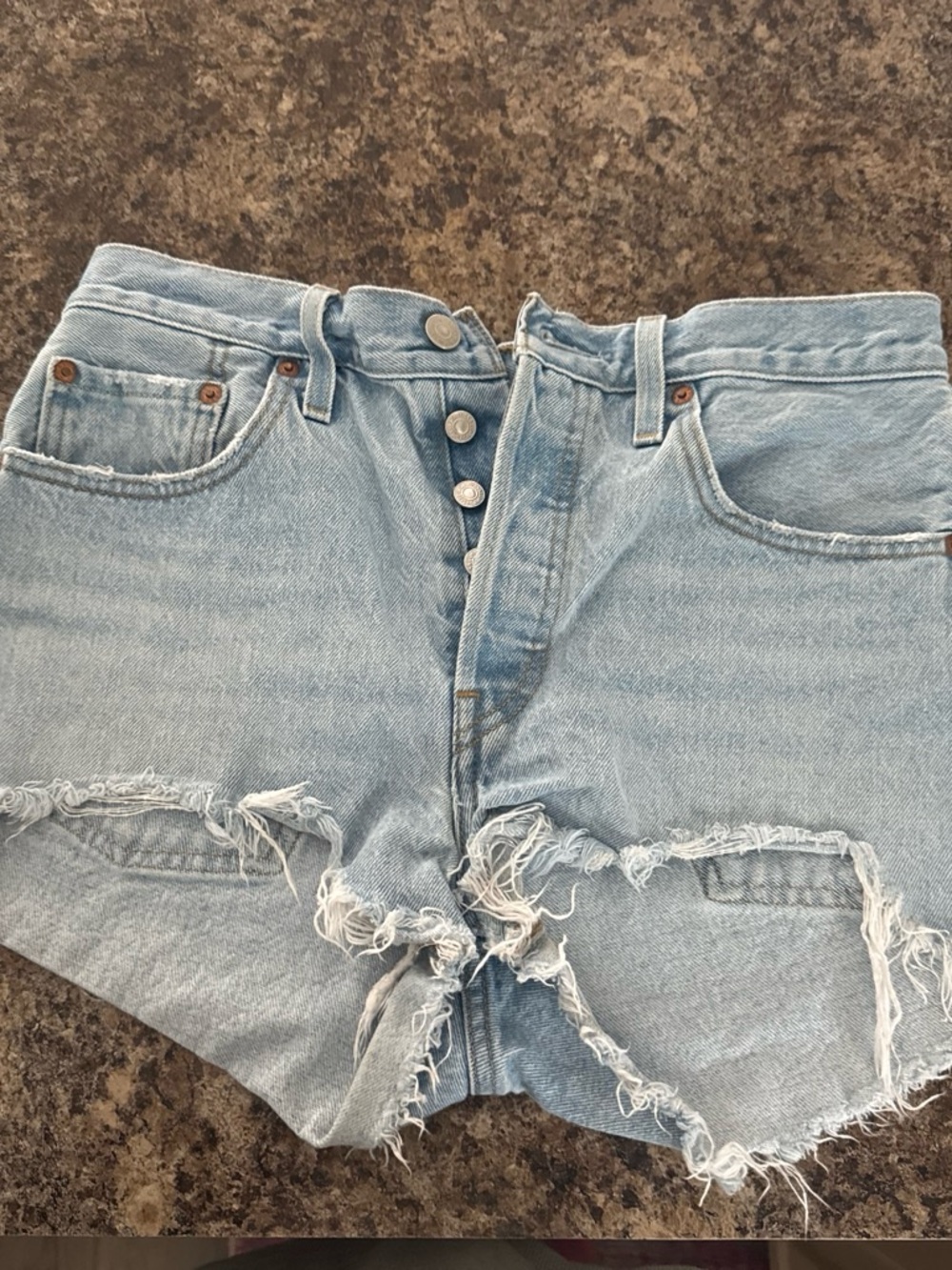 Levi's Light Wash Distressed Cutoff Jean Shorts